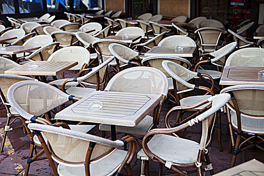 桌子,椅子,露天咖啡馆,法国南部