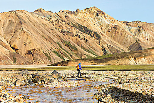 长途旅行者,走,山,兰德玛纳,自然保护区,高地,南方,区域,冰岛,欧洲