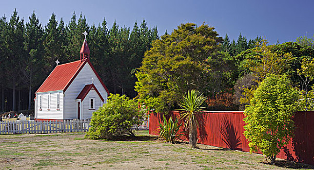小教堂,公路,数字1,湖,陶波,北岛,新西兰