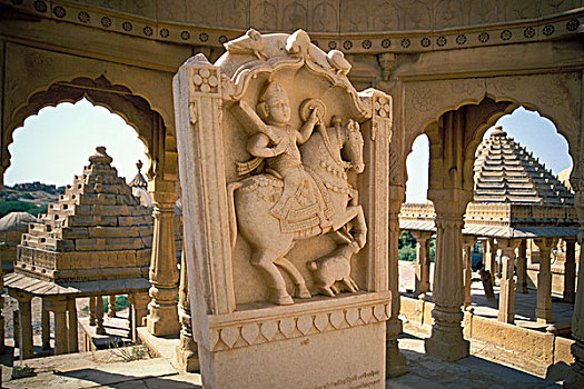 墓葬碑,墓地,斋沙默尔,拉贾斯坦邦,印度,亚洲