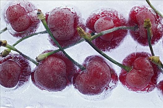 樱桃,冰冻,冰块,特写