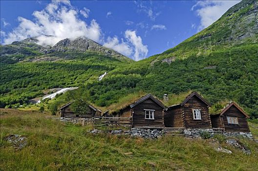 老,木屋,挪威,斯堪的纳维亚