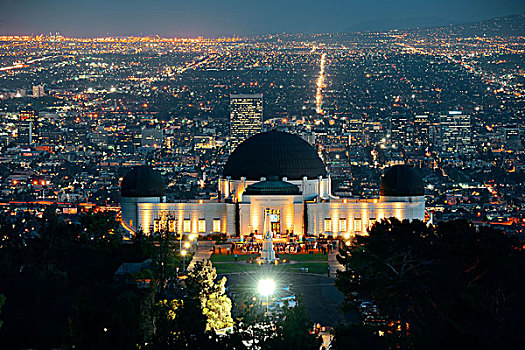 洛杉矶,夜晚,城市,建筑,观测