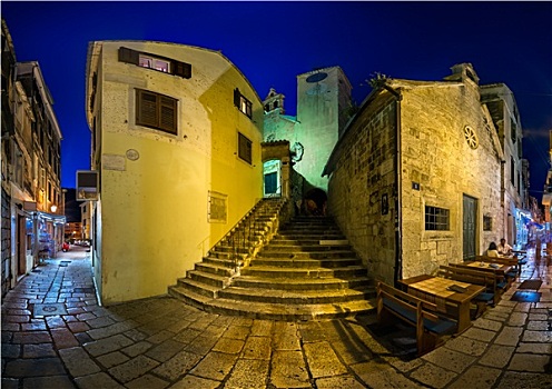 楼梯,老,教堂,城镇,克罗地亚