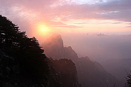 黄山,日出,云海,壮观,名胜,朝霞,0074