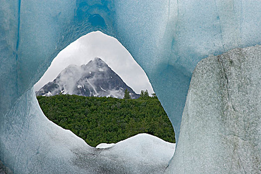 美国,阿拉斯加,阿尔西克湖,山,框架,冰山