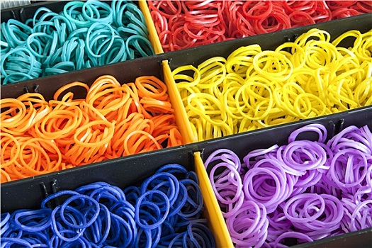彩色,彩虹,织布机,皮筋,盒子