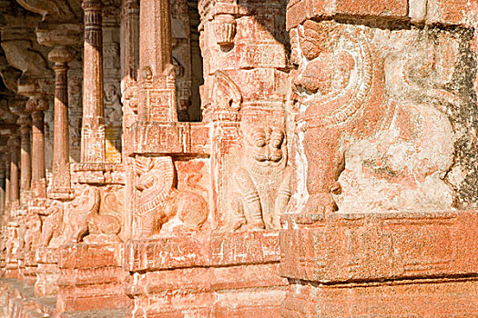 雕刻,柱子,庙宇,印度
