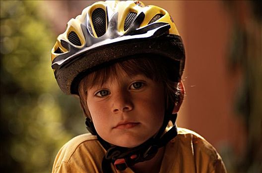 小,男孩,穿,自行车头盔,阿尔萨斯,法国,欧洲