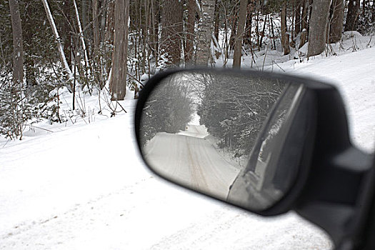 积雪,道路,侧面,镜子,汽车,安大略省,加拿大