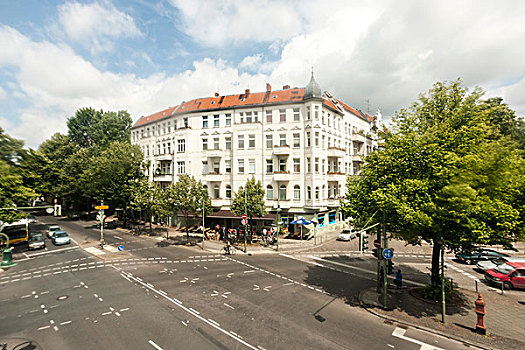 交叉,老建筑,树,柏林,德国