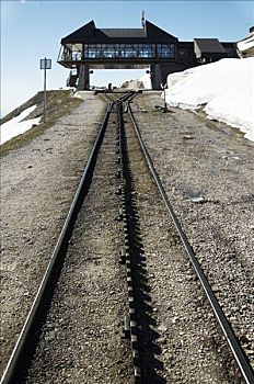 齿轨铁路,山,车站,顶峰,萨尔茨堡,奥地利,欧洲