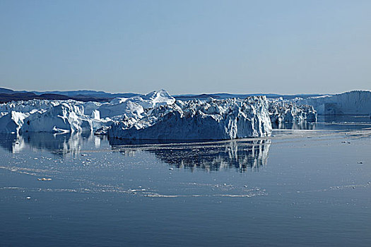 冰山,伊路利萨特,南海岸,格陵兰,夏天