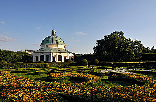 花,花园,高兴,八边形,圆形建筑,捷克共和国,欧洲