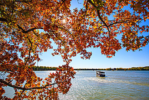 昆明湖,秋色,船