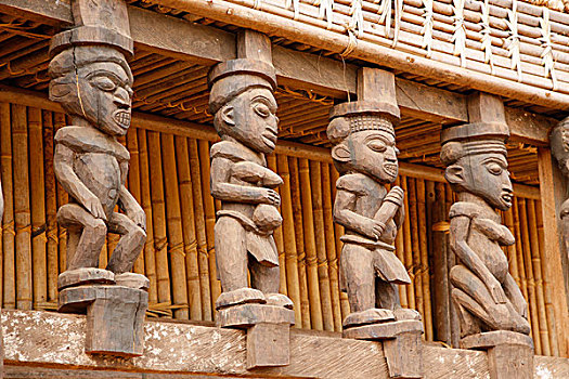 木质,柱子,房子,喀麦隆,非洲