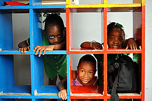 dominica,roseau,preschool,social,center,children,playing,school,shelves