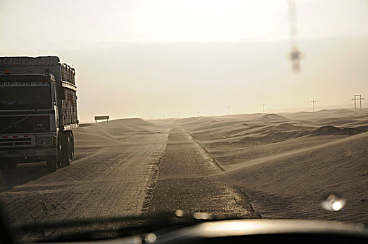卡车,沙子,沙丘,靠近,秘鲁,南美,拉丁美洲