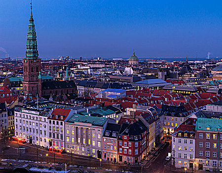 宫殿,丹麦,议会,黄昏,哥本哈根,欧洲