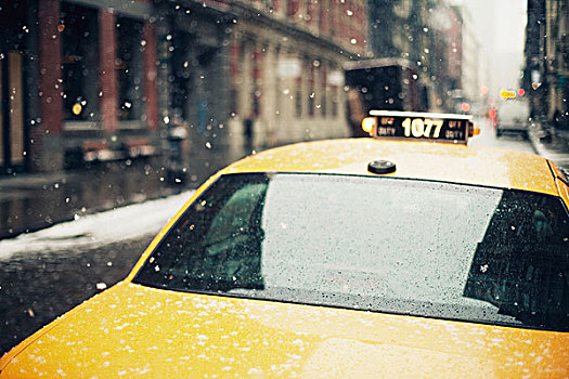 纽约,出租车,雪地