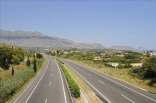 高速公路,交通,沿岸地区,山峦,白色海岸,阿利坎特,西班牙,欧洲
