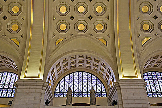美国,华盛顿,天花板,装饰,室内,联合车站,火车站