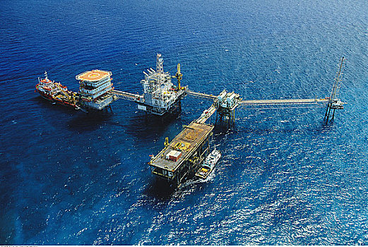 航拍,近海石油钻井,沙捞越,马来西亚