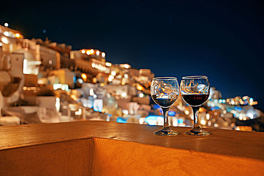 休闲,生活,夜晚,葡萄酒,锡拉岛,希腊