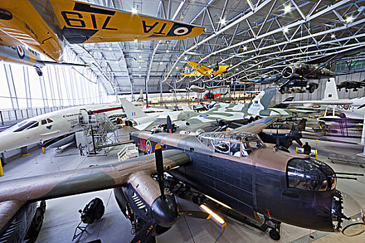 英格兰,剑桥郡,达克斯福德,皇家,战争,博物馆,展示,旧式,飞机,飞机库