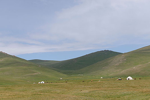 传统,蒙古包,山谷,歌曲,吉尔吉斯斯坦