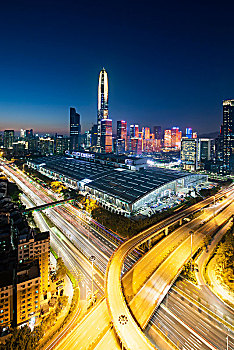 中国广东深圳中心区都市夜景