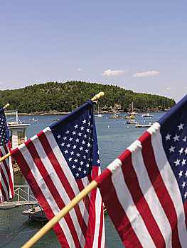 美国国旗,巴尔港,缅因,美国