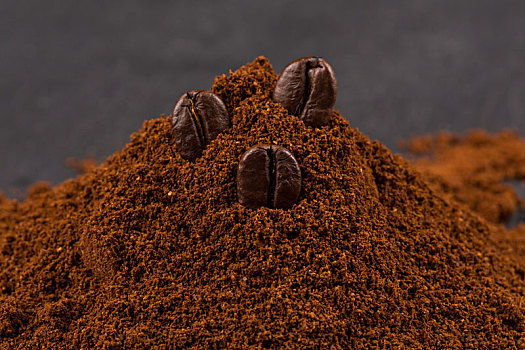 咖啡豆,粉末,特写