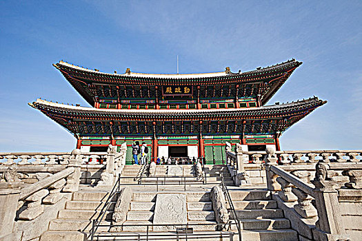 仰视,宝座,勤政殿,景福宫,首尔,韩国