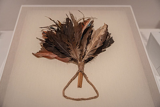 秘鲁莱梅班巴博物馆藏印加帝国羽毛木棉鸟羽扇子