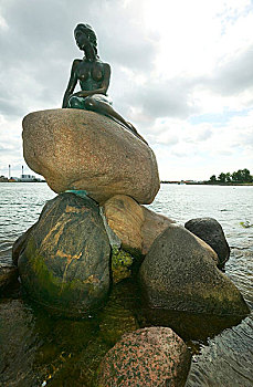 小美人鱼,雕塑,哥本哈根,丹麦