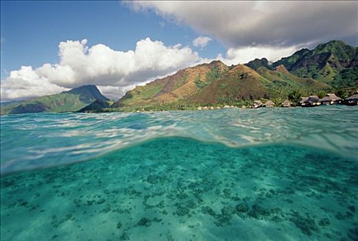 浅,沙子,泻湖,茉莉亚岛,法属玻利尼西亚