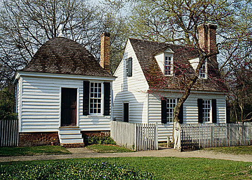 小,科德角,风格,房子,烟囱,威廉斯堡,弗吉尼亚,18世纪