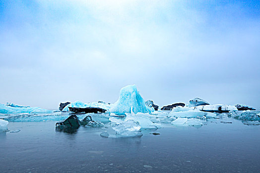冰河,冰,杰古沙龙湖,结冰,湖,南方,边缘,瓦特纳冰川,冰岛,欧洲
