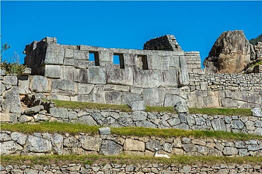 三个,窗户,庙宇,马丘比丘,遗址,库斯科市,秘鲁