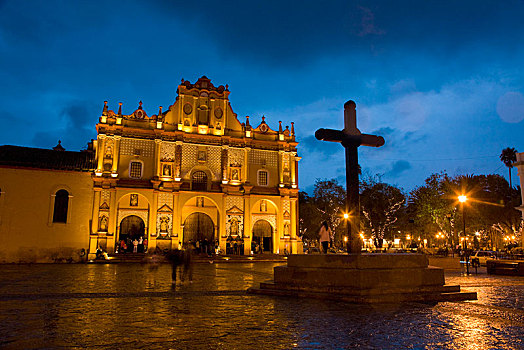 大教堂,圣克里斯托瓦尔,房子,恰帕斯,墨西哥,中美洲
