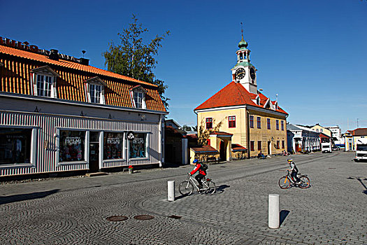 芬兰,区域,老,中世纪,市政厅,广场,骑车