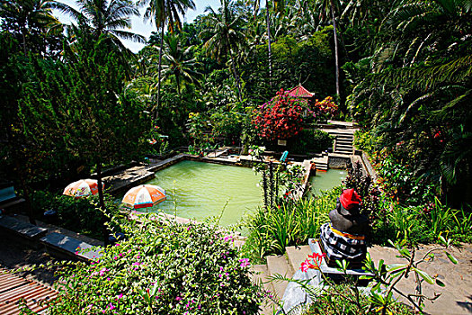 老,浴室,温泉,巴厘岛,印度尼西亚,东南亚