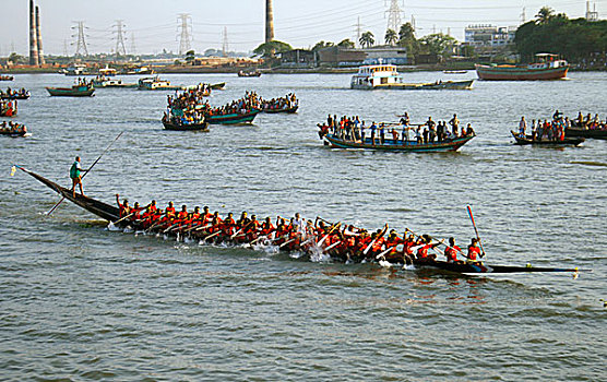 十月,2008年,传统,赛船,拿,堤岸,河,流行,娱乐,活动,下雨,季节,孟加拉