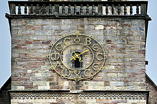钟表,教堂,文字,德国,手表,祈祷,上弗兰科尼亚,巴伐利亚,欧洲