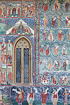 罗马尼亚,布科维纳,区域,寺院,16世纪,户外,宗教,壁画
