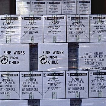 葡萄酒,智利,纸板箱,运输