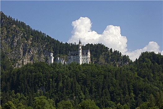 城堡,新天鹅堡,巴伐利亚阿尔卑斯山