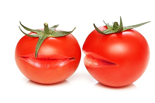 两个,西红柿,嘴