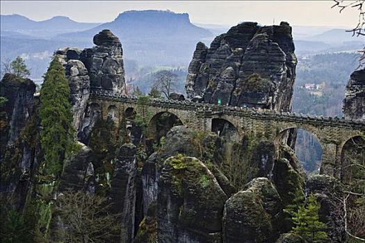 岩石构造,石桥,萨克森,德国,欧洲